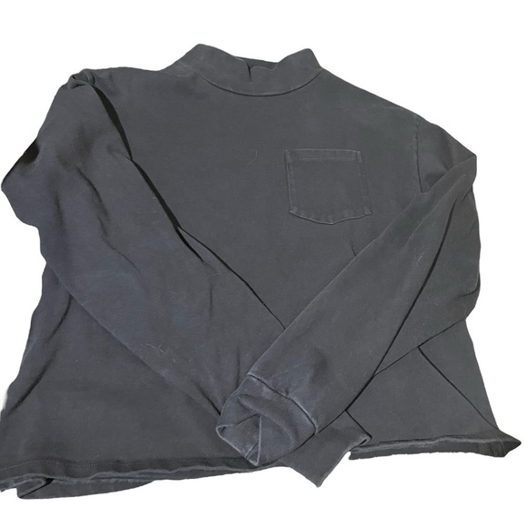 Brandy Melville Navy Mock Neck Cropped/Boxy Sweat Shirt - Long Sleeves Size 10 - Picture 4 of 5